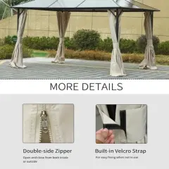 Resenkos Gazebo Pergola Privacy Panels,9.84' x 11.8' Gazebo Sidewall Set with Hooks/C-Rings, Beige