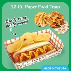 Big Dot of Happiness Fall Friends Thanksgiving Paper Food Trays, Disposable Food Boats Double-Sided Meal Holders - 12 Ct