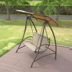 Sapphtopaz Porch Swing Patio Leisure Swing Chair Outdoor Swing Backrest Seat with Adjustable Canopy for Garden, Backyard, Terrace