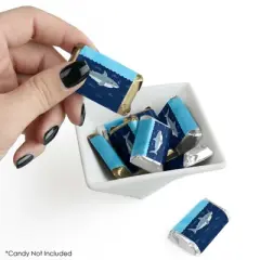 Big Dot of Happiness Shark Zone - Mini Candy Bar Wrapper Stickers - Jawsome Party or Birthday Party Small Favors - 40 Count