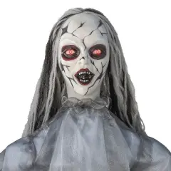 5 Ft. 6" Animated Standing Cracked Face Woman Halloween Decoration