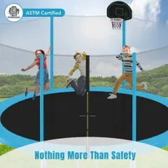 Whisen 14FT Round Trampoline for Kids, Safety Net, Basketball Hoop & Ladder, Easy Assembly Outdoor Play