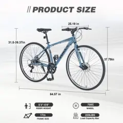 7 Speed Hybrid Bike Aluminum Alloy Frame Double Disc Brakes 700C Road Bike For Men Women's City Bicycle