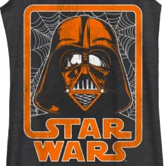 Women's Star Wars Halloween Darth Vader Spooky Spider Webs Logo Racerback Tank Top
