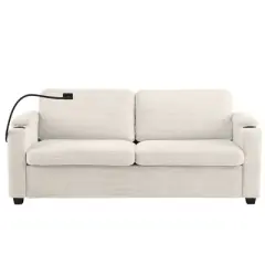 GlasFlength Seating Sets, Spacious Striped Sectional Sofa, Perfect for Social Gatherings, Beige, 72.8"*30.7"*33"
