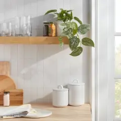 Artisan Tile Wallpaper White - Threshold&trade;: Self-Adhesive Vinyl, Removable, Blue Textile Design, 27.5 Sq Ft Coverage