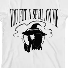Kids Halloween Side Profile Witch "You Put A Spell On Me" Unisex Youth White Short Sleeve Crew Neck Tee