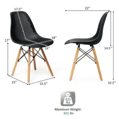 Costway 2PCS Modern DSW Dining Chair Office Home w/ Mesh Design Wooden Legs
