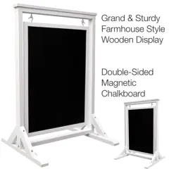 Excello Global Products 30"x21" Swinging Wood Chalkboard (White)
