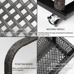 Waterproof Wicker Pool Float Storage Basket with Rolling Wheels, Large Outdoor Organizer, Patio Deck Box for Backyard and Poolside Use