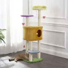 Aisling 4-Tier Modern Sisal Heart Cat Tree with Scratching Posts, Napping Perch, and Dangling Toys