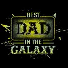 Men's Design By Humans Best Dad In Galaxy Badge By AmusingDesignCo Tank Top