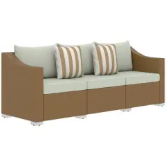 Resenkos 3 Seater Patio Couch, Outdoor Sectional Furniture, PE Rattan,Gray