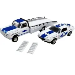 1967 Chevrolet C-30 Ramp Truck & 1970 Trans Am Camaro #1 White w/Blue Stripes "Chaparral" 1/64 Diecast Cars Greenlight for ACME
