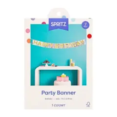 Gold and Silver Happy Birthday Banner - Spritz&trade;