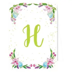 10ct "H" Monogram Floral Crest Note Cards Collections White