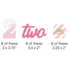Big Dot of Happiness 2nd Birthday Little Princess Crown - Paper Straw Decor - Pink & Gold Second Birthday Party Striped Decorative Straws - Set of 24