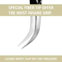 VEYES INC Lash Artist Fiber Tip Tweezers Contains Isolation Curved and Volume Lash Tweezer for Eyelash Extensions Noir N&deg;2 J45 Black Bear Shape Tail