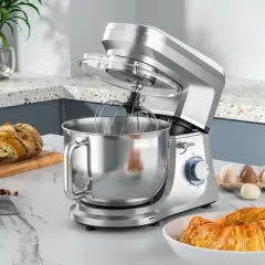 SUGIFT 7.5QT 6-Speed Electric Stand Mixer with Stainless Steel Bowl - Silver