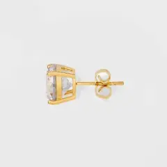 14K Gold Plated Cubic Zirconia Duo Stud Earring Set 2pc - A New Day&trade; Gold