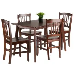5pc Shaye Dining Table with Slat Back Chairs Walnut - Winsome