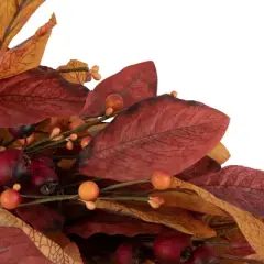 Northlight Berries with Leaves Artificial Fall Harvest Twig Wreath, 24-Inch, Unlit