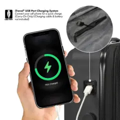 Travel Select Snowcreek Matte 21" Carry On Hardside Spinner Suitcase with USB Port