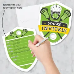 Big Dot of Happiness Lax to the Max Lacrosse Shaped Fill-In Invitations Party Invitation Cards with Envelopes Set of 12