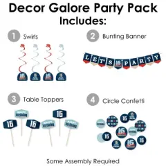 Big Dot of Happiness Boy 16th Birthday - Sweet Sixteen Birthday Party Supplies Decoration Kit - Decor Galore Party Pack - 51 Pieces