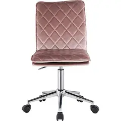 Fabric Upholstered Office Chair Pink/Silver - Benzara