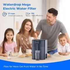 Waterdrop Large 27-Cup Mega Electric Water Filter Dispenser, with 1 Filter, Blue
