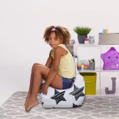 20" Pasadena Canvas Bean Bag Chair Sketchy Stars - Posh Creations: Sensory Friendly, No Assembly Required