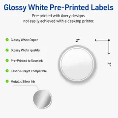 Avery Round Labels, Silver Border, 2" Diameter, 120ct