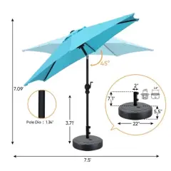 Ainfox 7.5ft Patio Umbrella With Modern Umbrella Base
