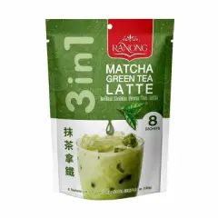 Ranong Instant Matcha Latte Mix 3-in-1 Tea Mix  (8 X 20g.) 5.64 Oz. (Pack of 2)