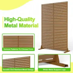 Metal Privacy Screen Outdoor 71"x47", Freestanding Decorative Privacy Fence Panel for Patio, Balcony, Deck, Garden, Indoor, Yellow