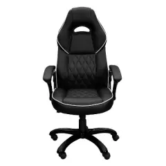 Okak High-Back Gaming Chair with Padded Seat and Back, Executive Office Chair with Metal Base and Wheels, Desk Chair for Study, Reading Room, Black