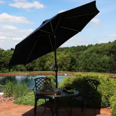 Sunnydaze Outdoor Aluminum Sunbrella Patio Umbrella with Solar LED Light Bars and Tilt - 9'