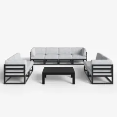 LayinSun 9-Piece Large Outdoor Modular L-Shaped Sectional Set with Coffee Table