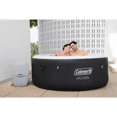 Bestway Coleman Miami AirJet 2 to 4 Person Inflatable Hot Tub Round Portable Outdoor Spa with 120 AirJets and EnergySense Energy Saving Cover, Black
