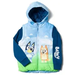 Bluey Bingo Bluey Girls Zip Up Vest 2fer Jacket Toddler 