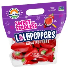 SUNSET Fresh Lollipeppers Seedless Mini Peppers - 1lb