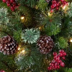 National Tree Company 4' Pre-lit Iced Berry Mini Artificial Christmas Tree with Clear Lights: Indoor/Outdoor, Hinged Branches, PVC