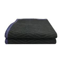UBMOVE Pack of 2 Black Performance Moving Blanket 72" x 80" Heavy Duty Quality Quilted Fabric