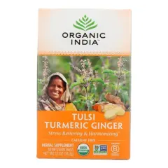Organic India Organic Tulsi Turmeric Ginger Tea - Case of 6/18 Bags