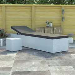 vidaXL Sun Lounger White PE rattan 76.8 in x 23.6 in x 12.2 in