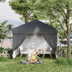 10x10 Pop Up Canopy Tent with 4 Removable Sidewalls, Outdoor Portable Canopy for Parties, Backyard, Beach, Khaki