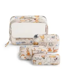 Vera Bradley Women's Outlet Clear 4-Piece Cotton Cosmetic Toiletry Bag Set