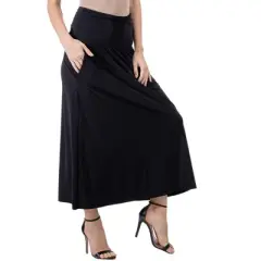 24seven Comfort Apparel Womens Foldover Maxi Skirt With Pockets