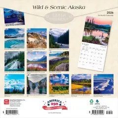 BrownTrout Alaska Wild and Scenic 2026 12"x24" Hanging Square Wall Calendar Plastic-Free
